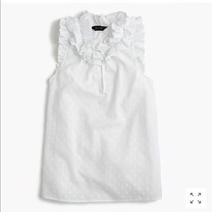 White ruffle collar dot blouse